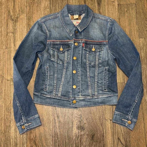 Levi’s Trucker Jacket with Aztec embroidered design Denim Jacket Sz medium - Picture 1 of 8